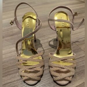 Gucci Women's Rose Suede Fleur Studded Sandals